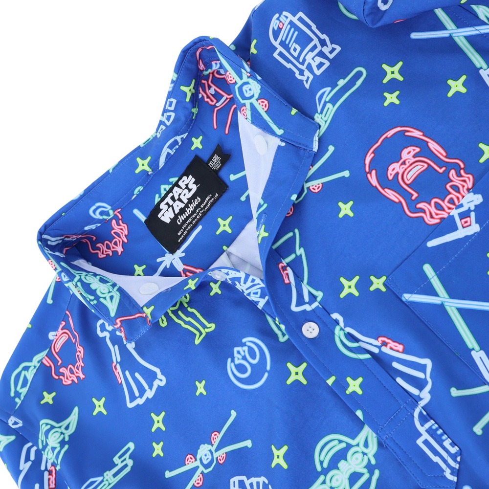 Chubbies Star Wars The Rebel Leader Neon Blue Polo Shirt Mens XXL New 512030-306